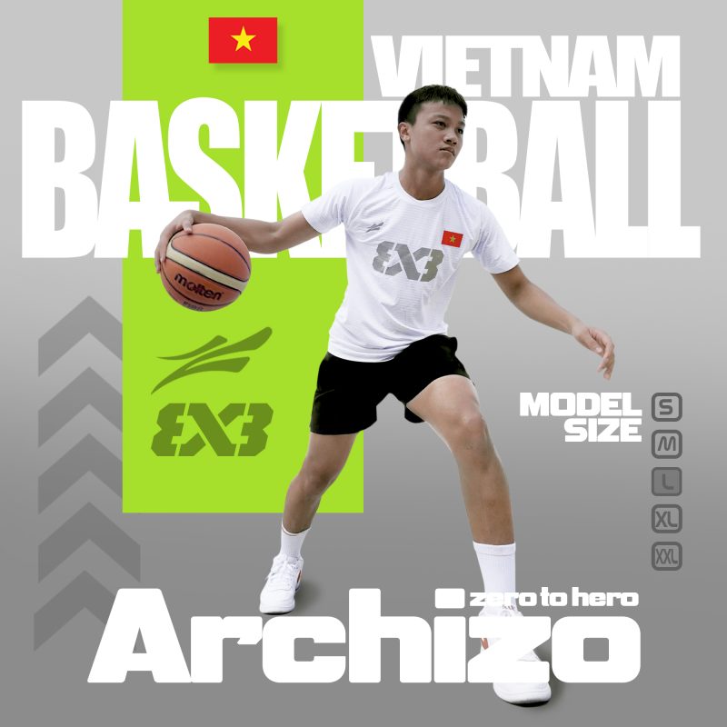 áo bóng rổ 3x3 achizo trắng