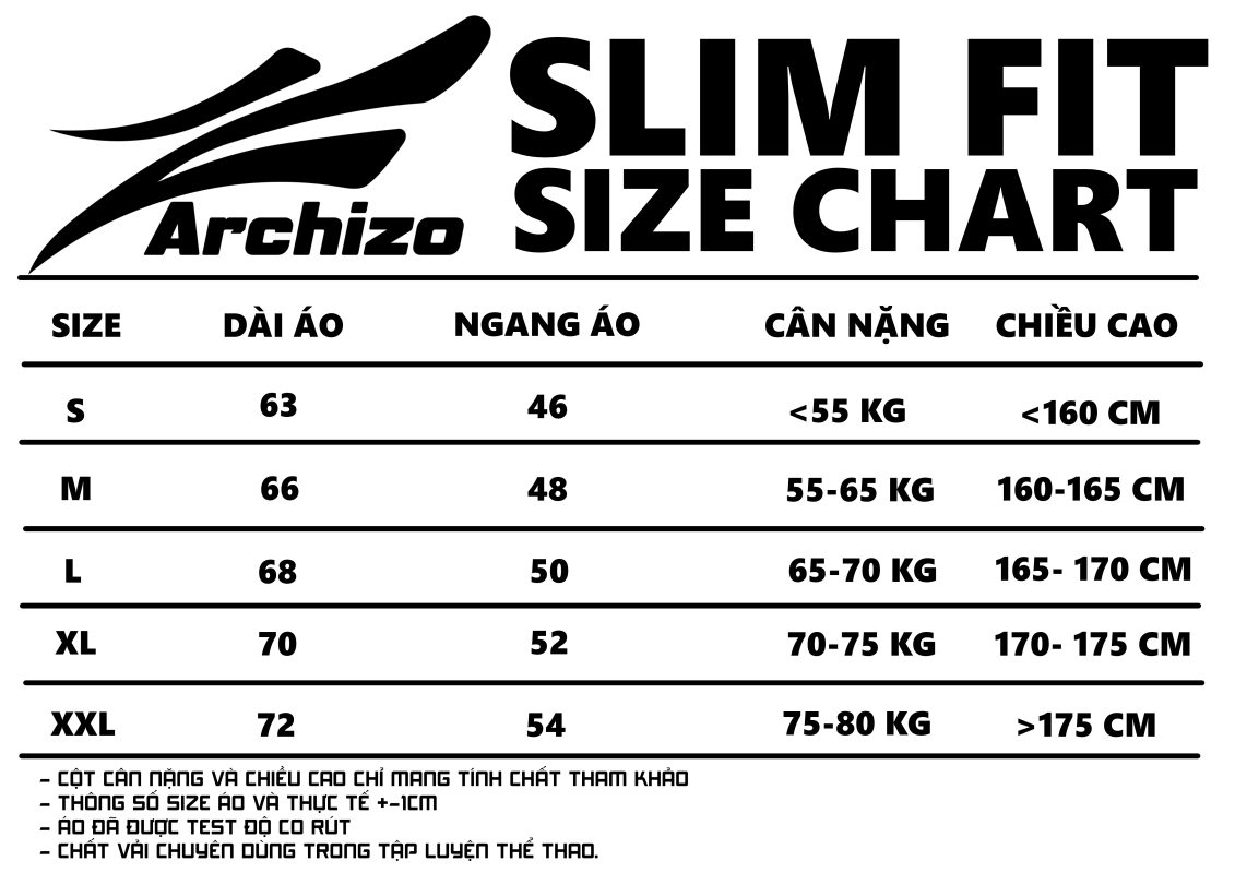 size áo achizo slimfit