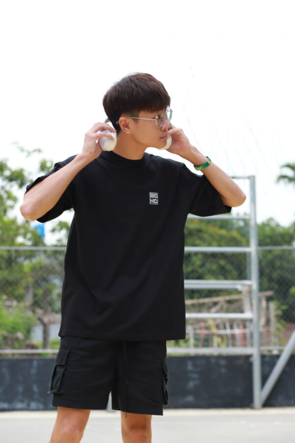 áo phông oversize 100% cotton đen bigkid