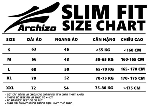 size áo achizo slimfit